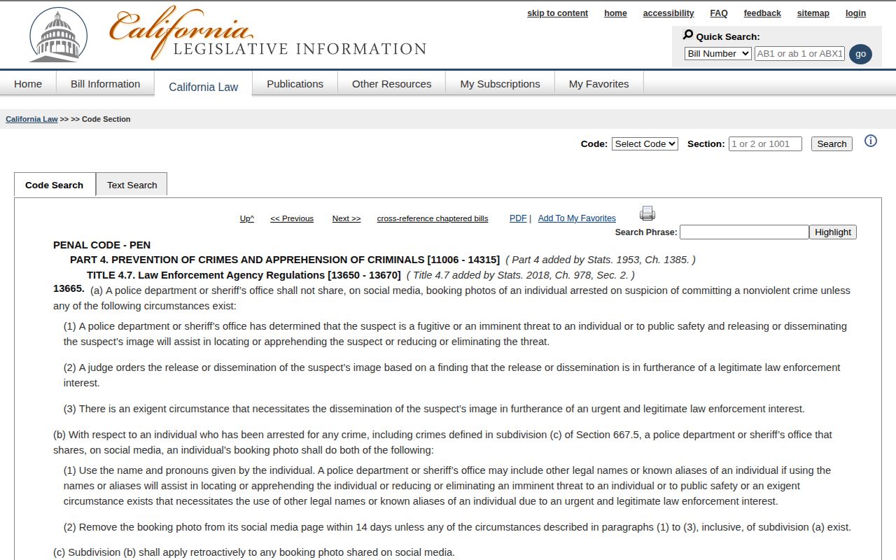 California arrest booking photo law for Riverside County records